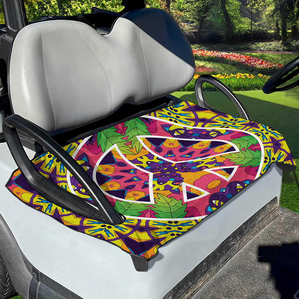Psychedelic Hippie Peace Sign Print Golf Cart Seat Cover