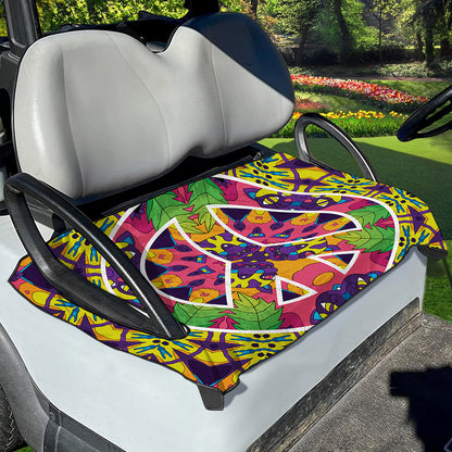 Psychedelic Hippie Peace Sign Print Golf Cart Seat Cover