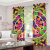 Psychedelic Hippie Peace Sign Print Grommet Curtains