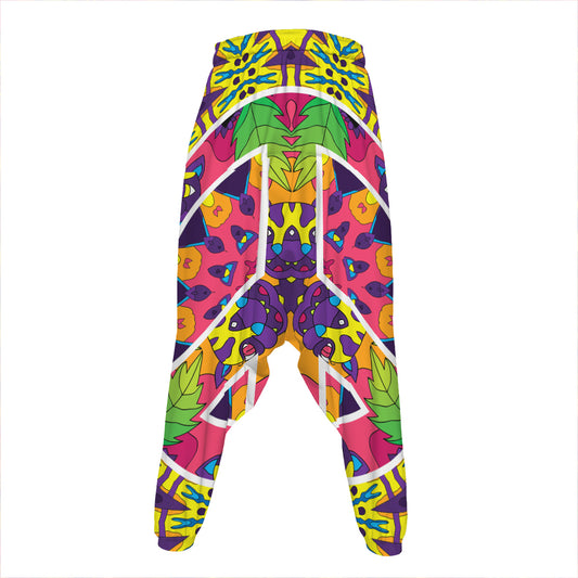 Psychedelic Hippie Peace Sign Print Hammer Pants
