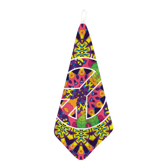 Psychedelic Hippie Peace Sign Print Hand Towel