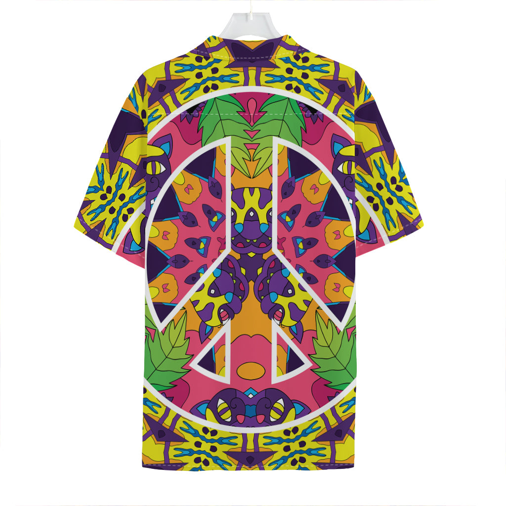 Psychedelic Hippie Peace Sign Print Hawaiian Shirt