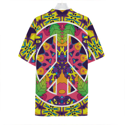 Psychedelic Hippie Peace Sign Print Hawaiian Shirt