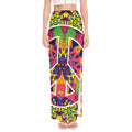Psychedelic Hippie Peace Sign Print High Slit Maxi Skirt