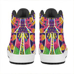 Psychedelic Hippie Peace Sign Print High Top Leather Sneakers
