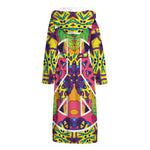 Psychedelic Hippie Peace Sign Print Hooded Bathrobe