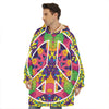 Psychedelic Hippie Peace Sign Print Hoodie Blanket