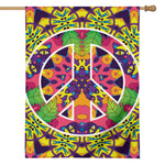 Psychedelic Hippie Peace Sign Print House Flag