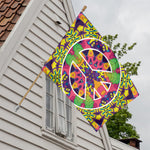 Psychedelic Hippie Peace Sign Print House Flag