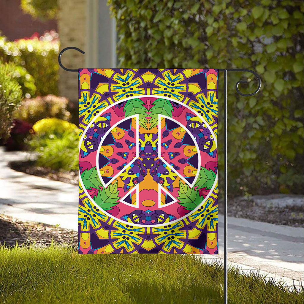 Psychedelic Hippie Peace Sign Print House Flag