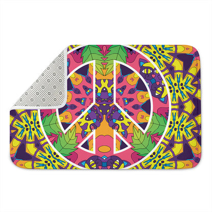Psychedelic Hippie Peace Sign Print Indoor Door Mat