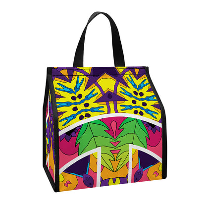 Psychedelic Hippie Peace Sign Print Insulated Lunch Tote