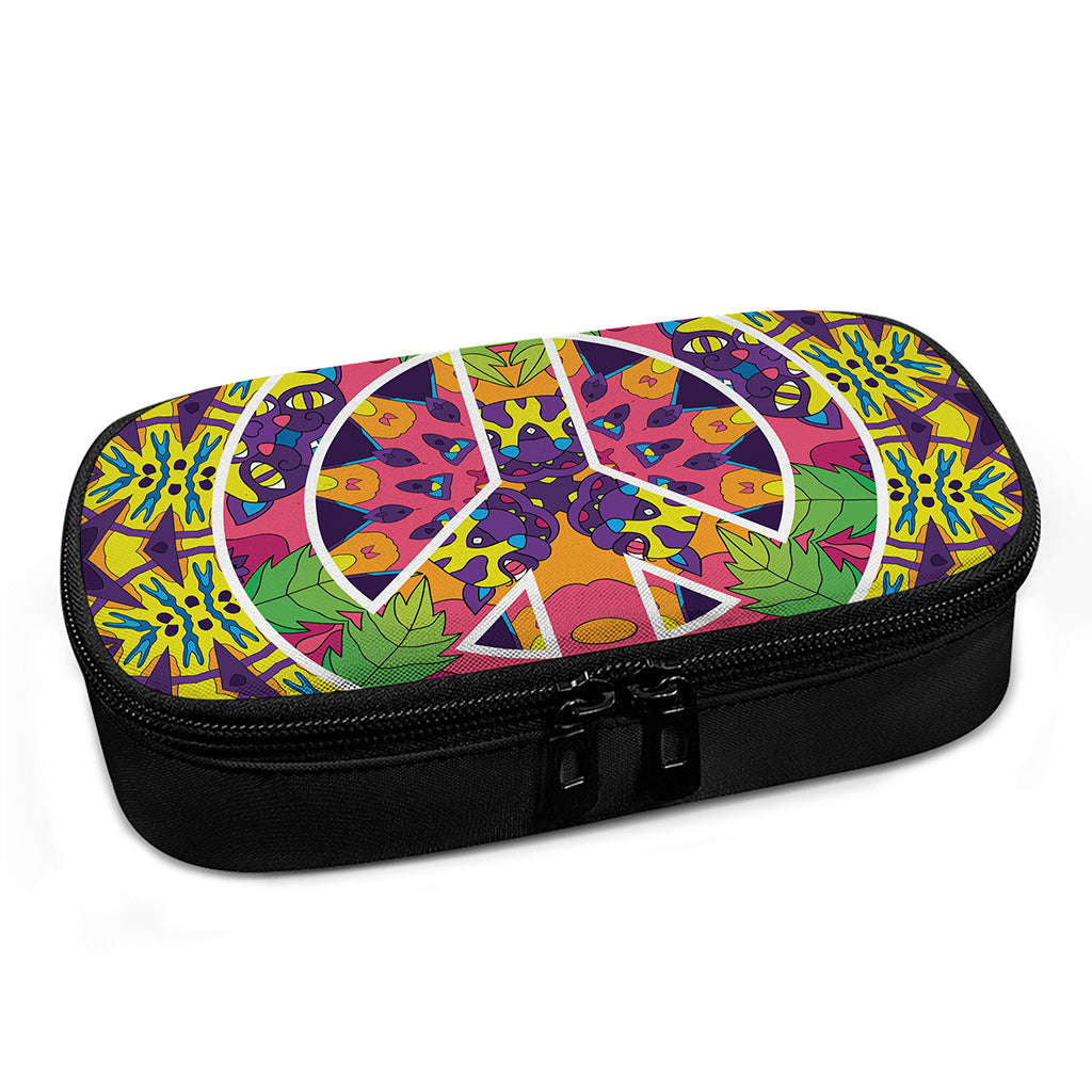Psychedelic Hippie Peace Sign Print Insulin Cooler Travel Case