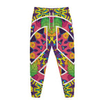 Psychedelic Hippie Peace Sign Print Jogger Pants