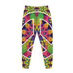 Psychedelic Hippie Peace Sign Print Jogger Pants