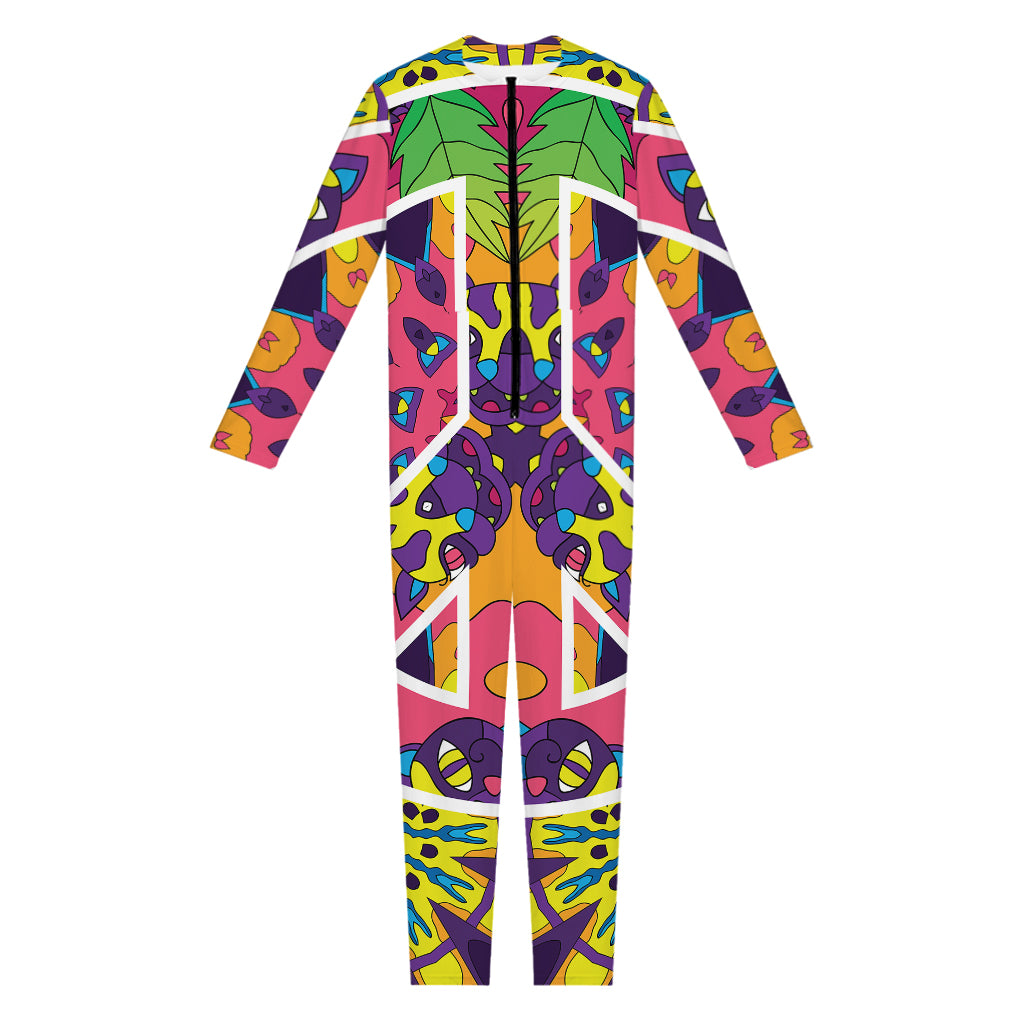 Psychedelic Hippie Peace Sign Print Jumpsuit