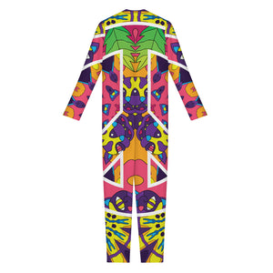 Psychedelic Hippie Peace Sign Print Jumpsuit