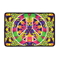 Psychedelic Hippie Peace Sign Print Kitchen Mat