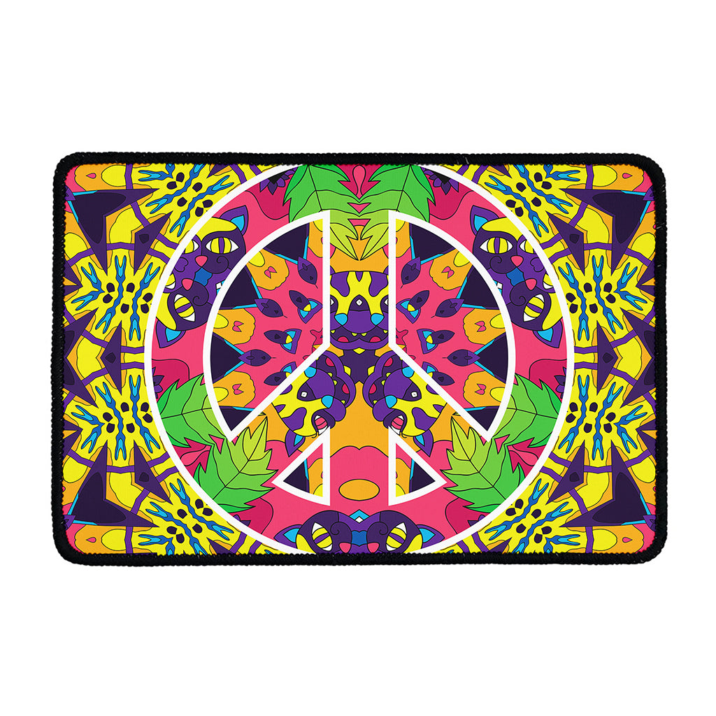 Psychedelic Hippie Peace Sign Print Kitchen Mat