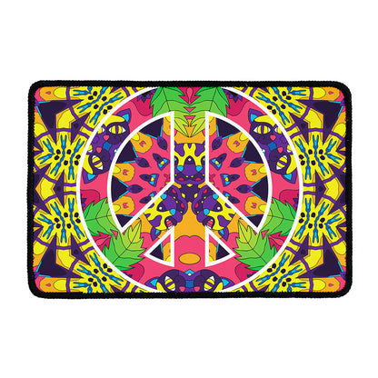Psychedelic Hippie Peace Sign Print Kitchen Mat