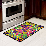 Psychedelic Hippie Peace Sign Print Kitchen Mat
