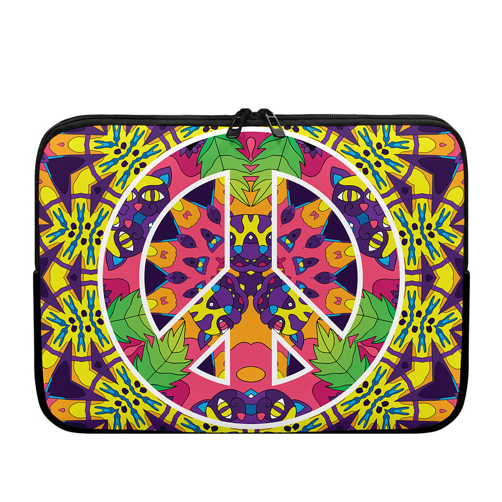Psychedelic Hippie Peace Sign Print Laptop Sleeve
