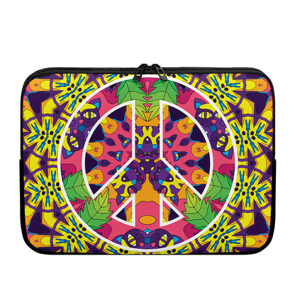 Psychedelic Hippie Peace Sign Print Laptop Sleeve
