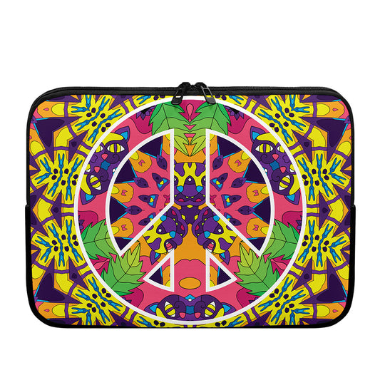 Psychedelic Hippie Peace Sign Print Laptop Sleeve