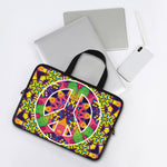 Psychedelic Hippie Peace Sign Print Laptop Sleeve With Handle