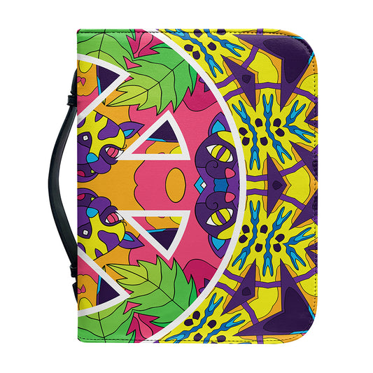 Psychedelic Hippie Peace Sign Print Leather Bible Cover