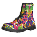 Psychedelic Hippie Peace Sign Print Lace-Up Boots