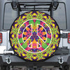 Psychedelic Hippie Peace Sign Print Leather Spare Tire Cover