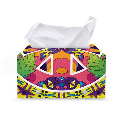 Psychedelic Hippie Peace Sign Print Leather Tissue Box Cover