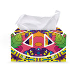 Psychedelic Hippie Peace Sign Print Leather Tissue Box Cover