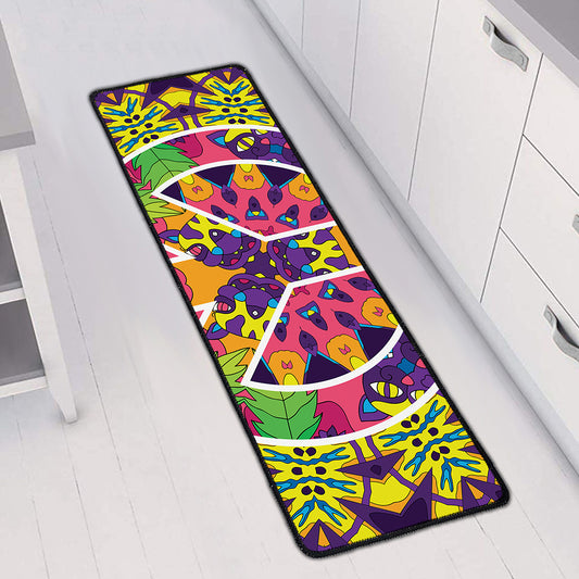 Psychedelic Hippie Peace Sign Print Long Kitchen Mat