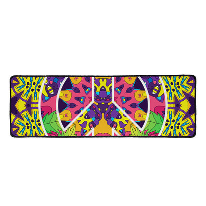 Psychedelic Hippie Peace Sign Print Long Kitchen Mat