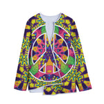 Psychedelic Hippie Peace Sign Print Long Sleeve Short Coat