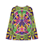 Psychedelic Hippie Peace Sign Print Long Sleeve Short Coat
