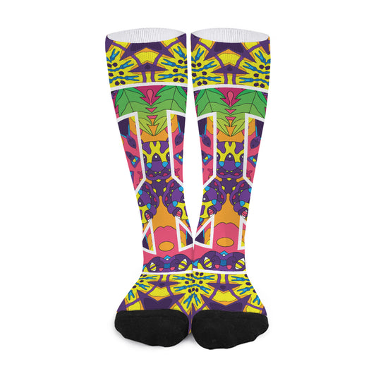 Psychedelic Hippie Peace Sign Print Long Socks
