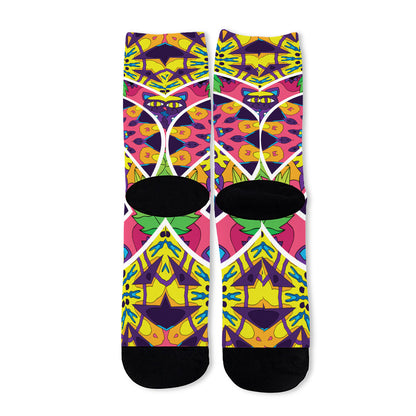 Psychedelic Hippie Peace Sign Print Long Socks