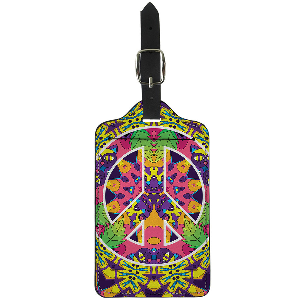 Psychedelic Hippie Peace Sign Print Luggage Tag