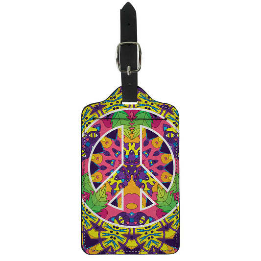 Psychedelic Hippie Peace Sign Print Luggage Tag