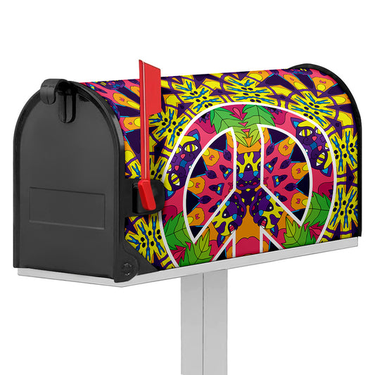 Psychedelic Hippie Peace Sign Print Mailbox Cover