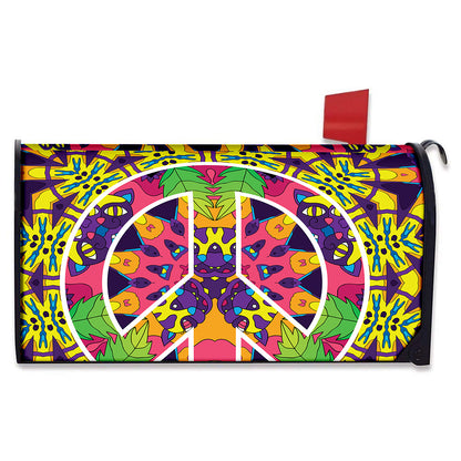 Psychedelic Hippie Peace Sign Print Mailbox Cover