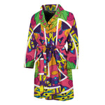 Psychedelic Hippie Peace Sign Print Men's Bathrobe