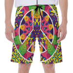 Psychedelic Hippie Peace Sign Print Men's Beach Shorts