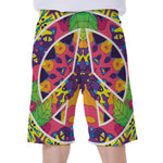 Psychedelic Hippie Peace Sign Print Men's Beach Shorts