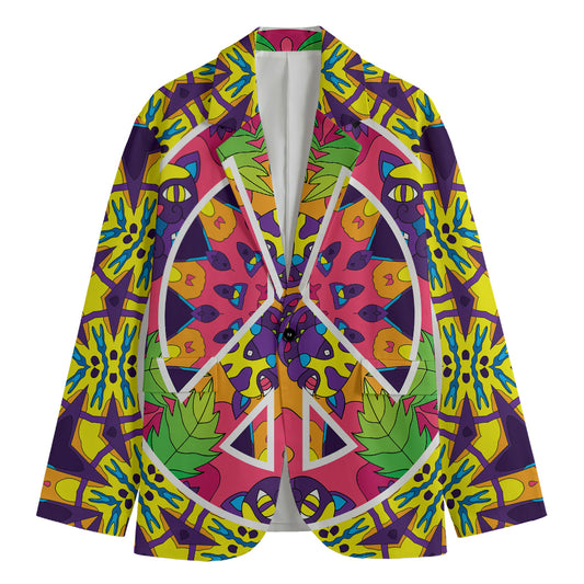 Psychedelic Hippie Peace Sign Print Men's Blazer