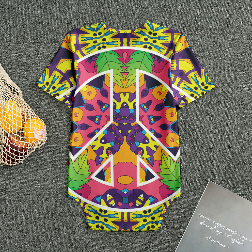 Psychedelic Hippie Peace Sign Print Men's Bodysuit