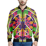 Psychedelic Hippie Peace Sign Print Men's Bomber Jacket